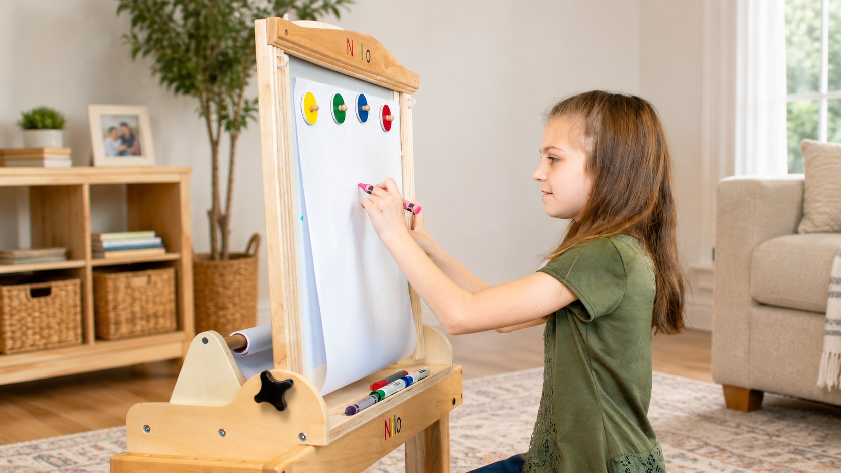 Girl drawing at a Nilo easel