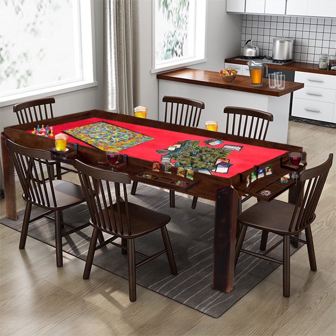 Family Nilo war table set up for board game night in a dining room